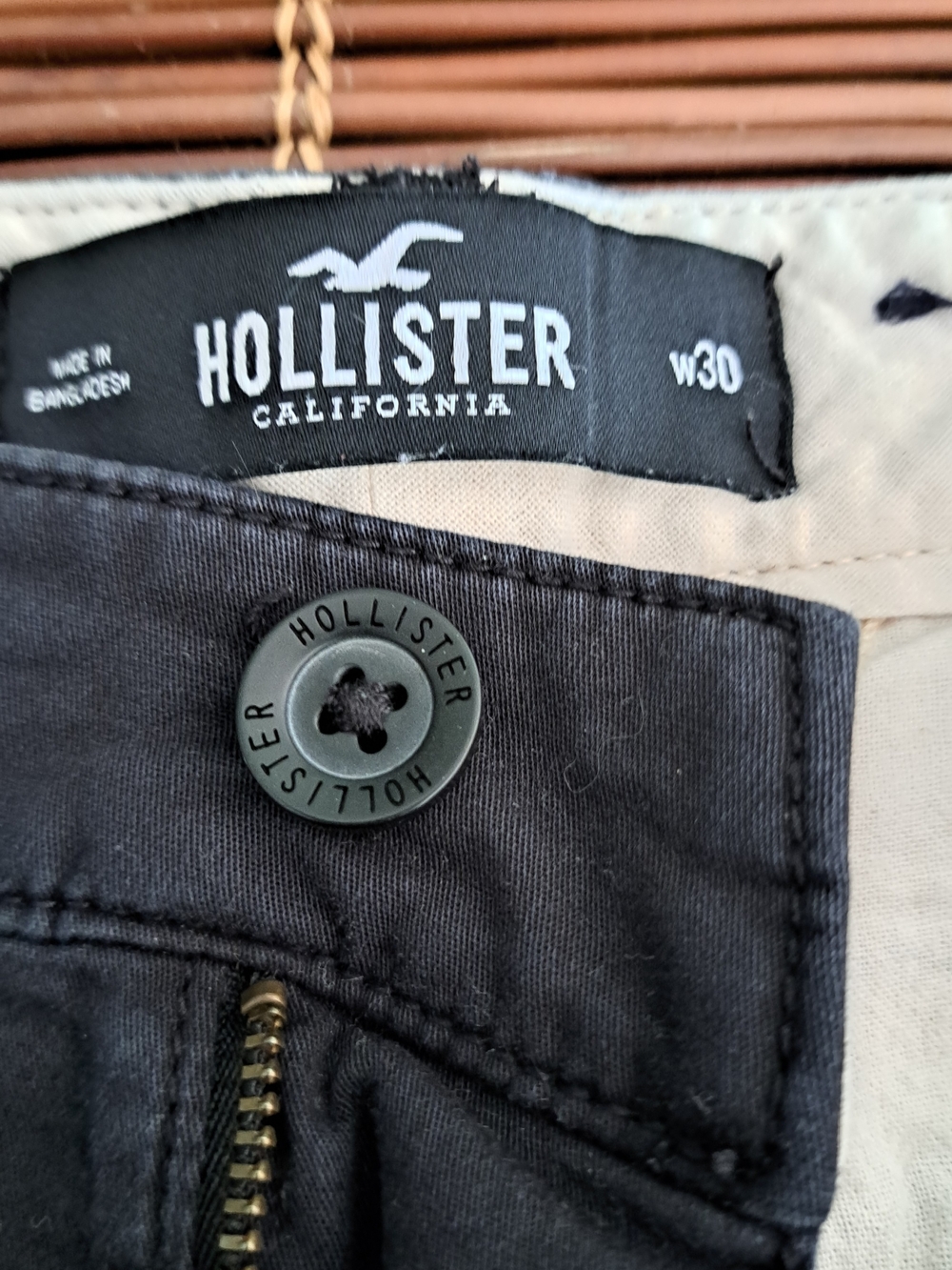 Hollister Black Men's Shorts with Branded Button